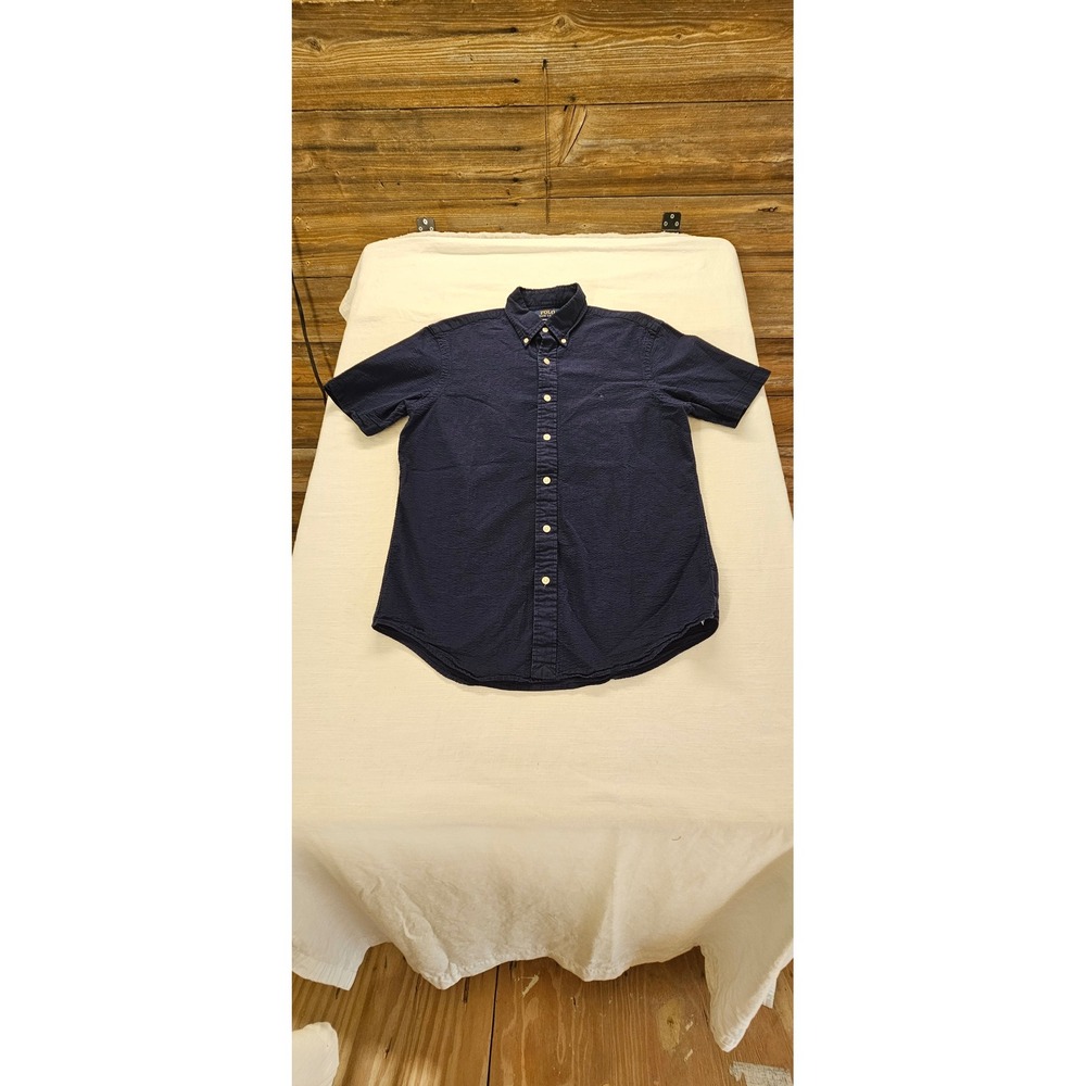 Polo Ralph Lauren Mens Classic Fit Seersucker Button Down Shirt Navy